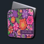 Capa Para Notebook Padrão Floral Moderno com Nome Personalizado ou Mo<br><div class="desc">Flores planas em uma variedade de cores - roxo,  laranja,  rosa,  verde - Um bar é incluído na parte inferior para adicionar um nome ou outro texto. Um design bonitinho com flores da primavera e uma maneira ousada de mostrar seus monogramas.</div>