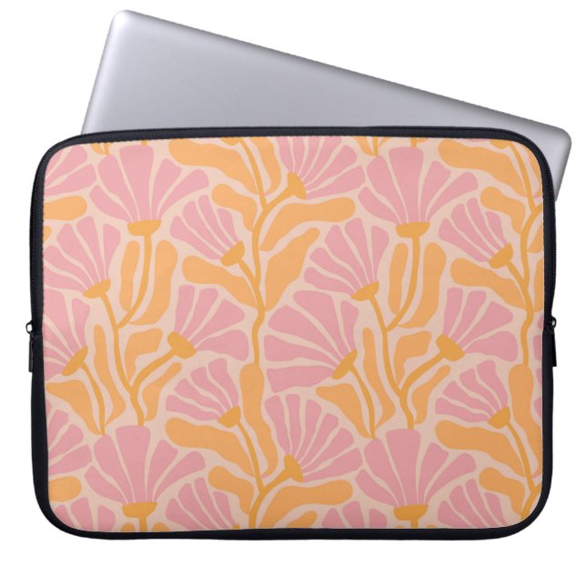 Capa Para Notebook Padrão Floral Moderno do meio século (Frente)