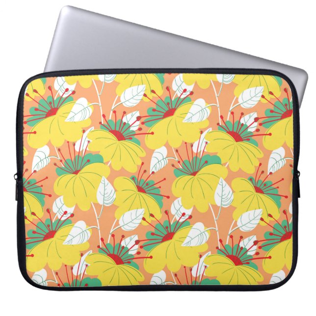 Capa Para Notebook Padrão floral perfeito. Fundo com a mão (Frente)