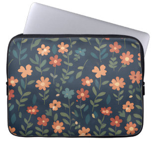Capa Para Notebook Padrão Floral Pintado à Mão de Prado à Meia-Noite