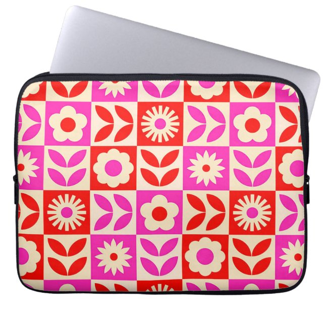 Capa Para Notebook Padrão Floral Retro Vibrante (Frente)
