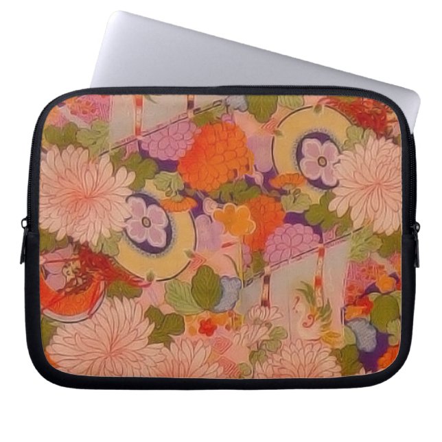 Capa Para Notebook Padrão Floral Rosa de Flor Kimono (Frente)
