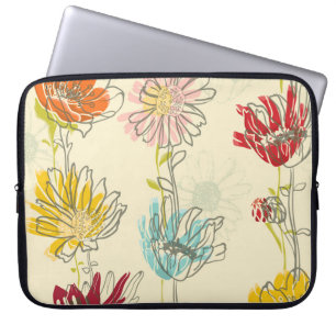 Capa Para Notebook Padrão Floral Sem Costura Desenhado À Mão