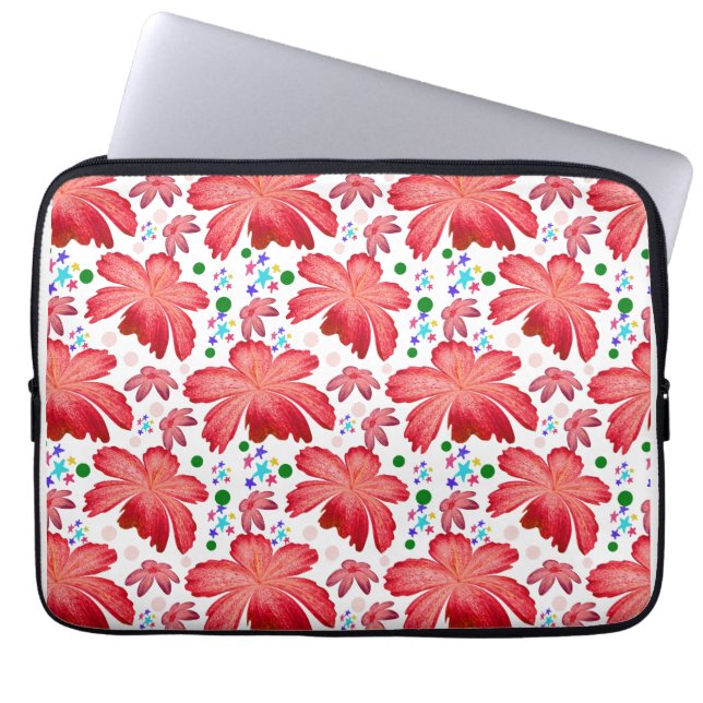 Capa Para Notebook Padrão Floral Sem Costura | Desenho de Flores em A (Frente)