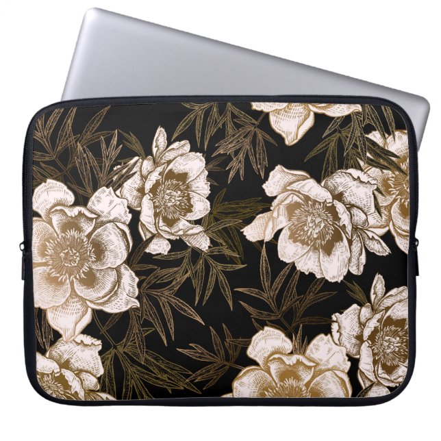 Capa Para Notebook Padrão floral sem soldadura. Farinhas de jardim e (Frente)