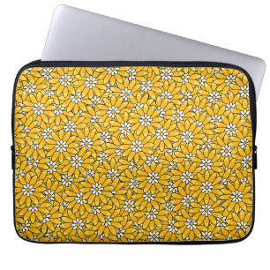 Capa Para Notebook Padrão Floral Sobreposto Amarelo Brilhante