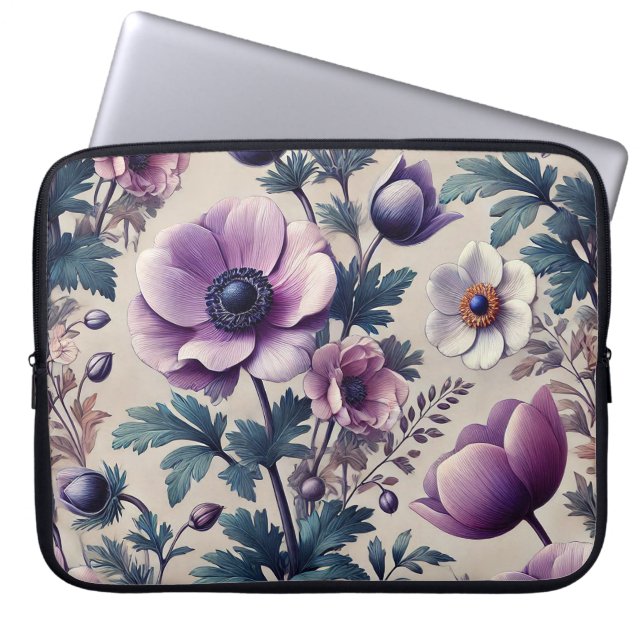 Capa Para Notebook padrão floral uniforme com anêmona linda (Frente)
