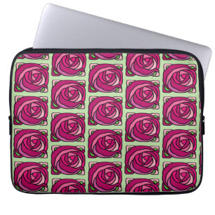 Capa Para Notebook Padrão floral verde e cor-de-rosa Rosas