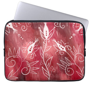 Capa Para Notebook Padrão Floral Vermelho