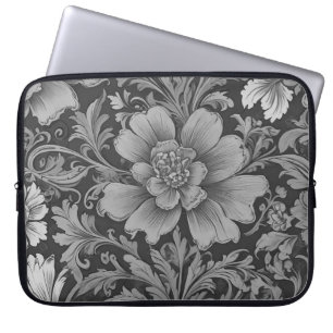 Capa Para Notebook Padrão Floral Vintage Monocromático