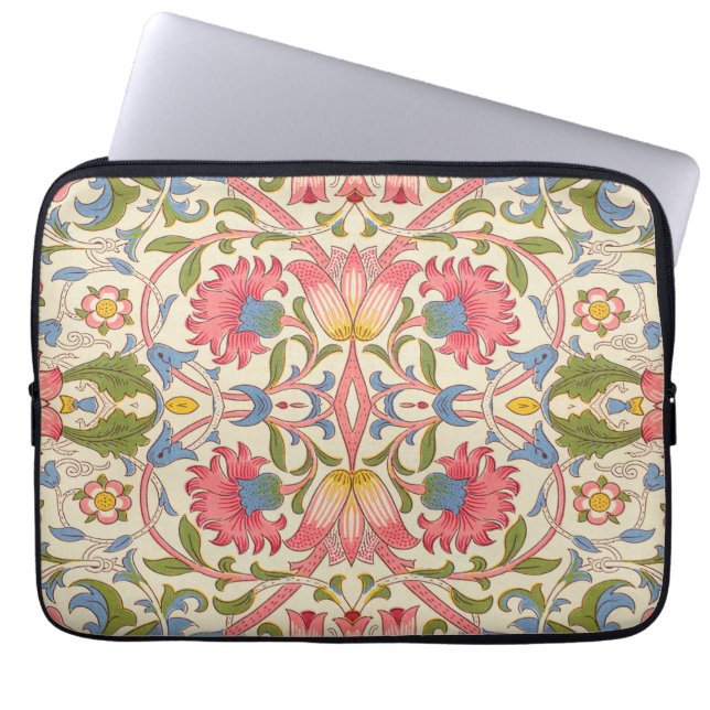 Capa Para Notebook Padrão Floral William Morris Lodden Pastel  (Frente)