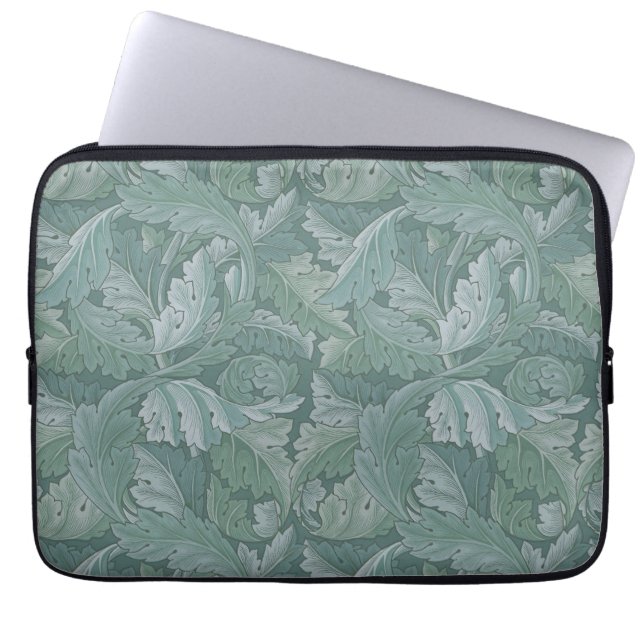 Capa Para Notebook Padrão Folha de Acanto Azul Teal de William Morris (Frente)