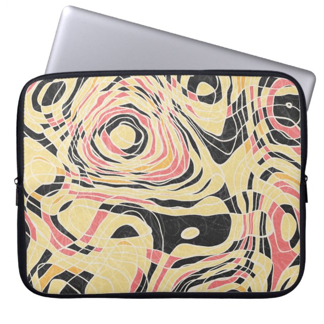 Capa Para Notebook padrão geo de linha abstrato, design topográfico. (Frente)