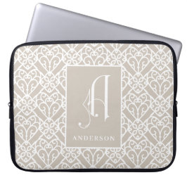 Capa Para Notebook Padrão Geográfico Elegante Monograma, Sobrenome 