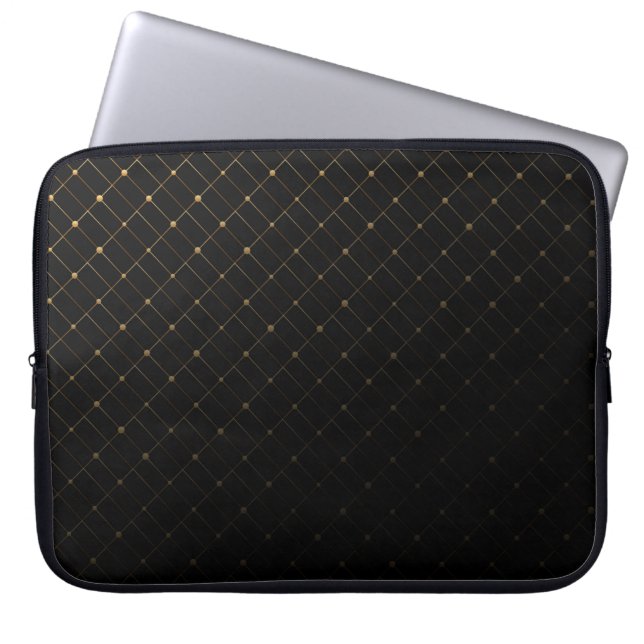 Capa Para Notebook Padrão Geométrico abstrato Black-Dourado (Frente)