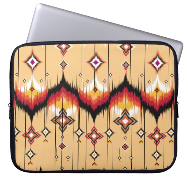 Capa Para Notebook padrão geométrico abstrato, Ikat (Frente)