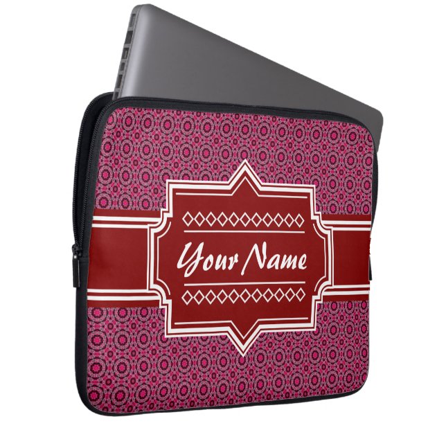 Capa Para Notebook Padrão Geométrico Abstrato Vermelho Personalizado (Frente Esquerda)