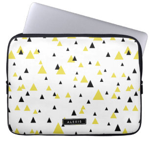 Capa Para Notebook Padrão Geométrico Amarelo e Preto Personalizado