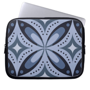 Capa Para Notebook Padrão Geométrico Azul Estilo Retro