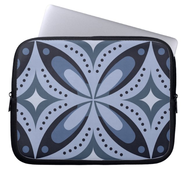 Capa Para Notebook Padrão Geométrico Azul Estilo Retro (Frente)