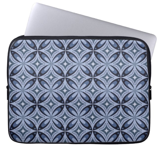 Capa Para Notebook Padrão Geométrico Azul Estilo Retro (Frente)