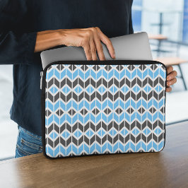 Capa Para Notebook Padrão Geométrico da Cinza Azul Moderna Herringbon