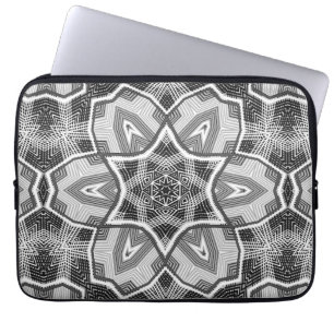 Capa Para Notebook Padrão geométrico de abertura de preto branco