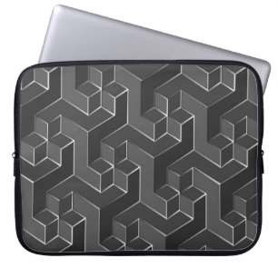Capa Para Notebook Padrão Geométrico De Cubos Pretos E Cinzas