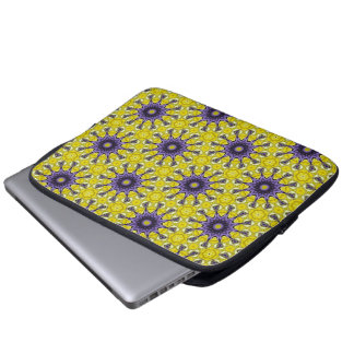 Capa Para Notebook Padrão Geométrico do Caleidoscópio Amarelo-Cinto