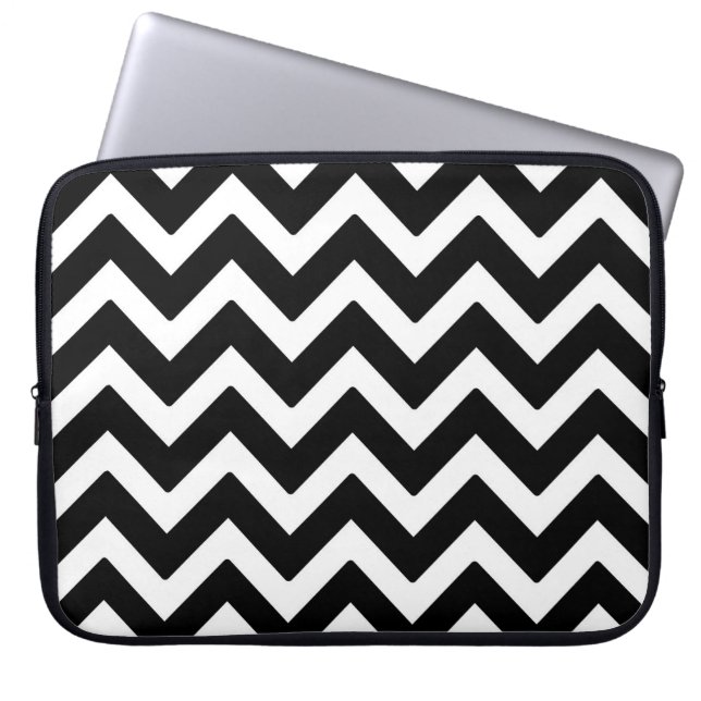 Capa Para Notebook Padrão Geométrico do Chevron Preto e Branco (Frente)