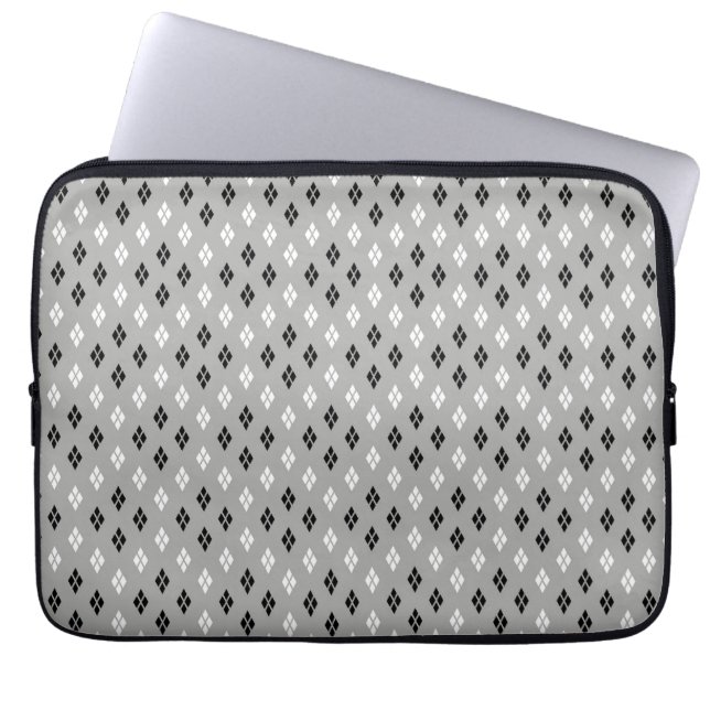 Capa Para Notebook padrão geométrico fino cinza preto e branco (Frente)