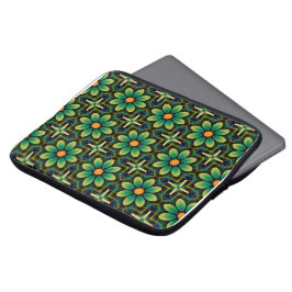 Capa Para Notebook Padrão Geométrico Floral Verde e Amarelo