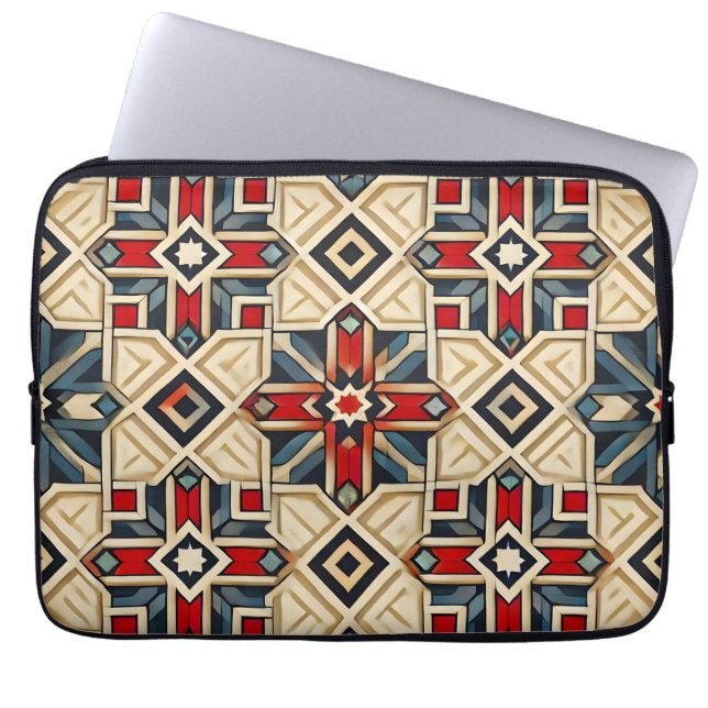 Capa Para Notebook Padrão Geométrico Intrincado com Cores Ousadas (Frente)
