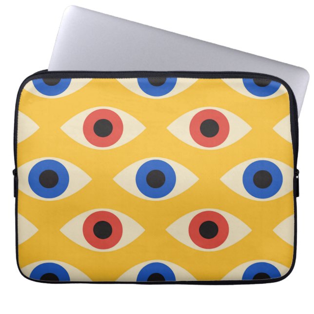 Capa Para Notebook Padrão Geométrico Moderno Abstrato Olho Mau em Neg (Frente)