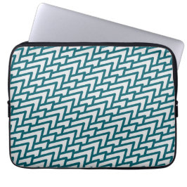 Capa Para Notebook Padrão Geométrico Moderno em Azul Turquesa Escuro 