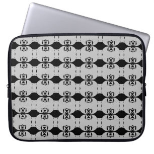 Capa Para Notebook Padrão Geométrico Moderno em Preto e Cinza Claro