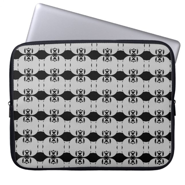 Capa Para Notebook Padrão Geométrico Moderno em Preto e Cinza Claro (Frente)
