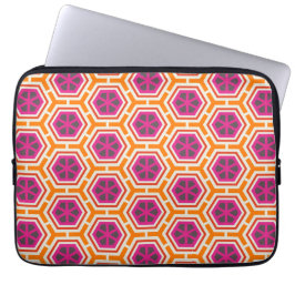 Capa Para Notebook Padrão Geométrico Moderno Rosa e Laranja Retro