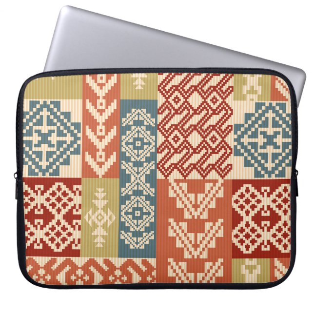 Capa Para Notebook Padrão Geométrico Patchwork Étnico-less (Frente)