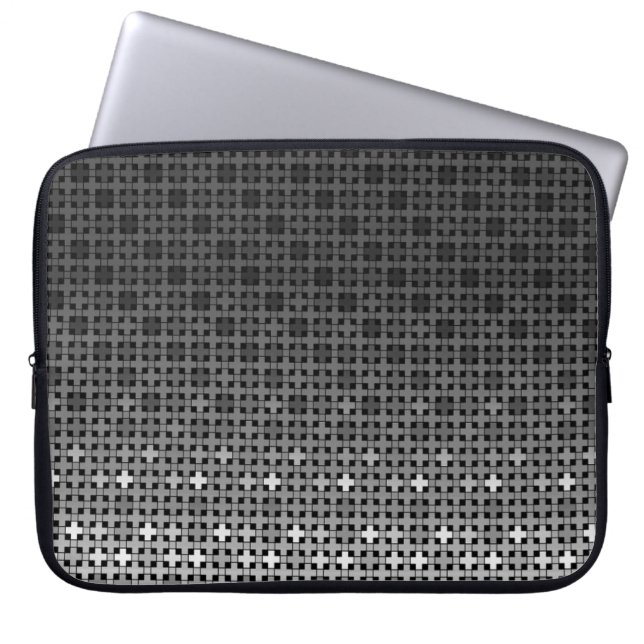 Capa Para Notebook Padrão geométrico preto e branco (Frente)