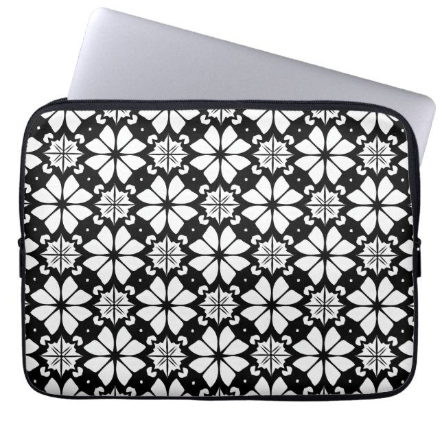 Capa Para Notebook Padrão geométrico preto e branco (Frente)