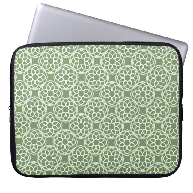 Capa Para Notebook Padrão Geométrico Sage Green White Sem Olhos (Frente)