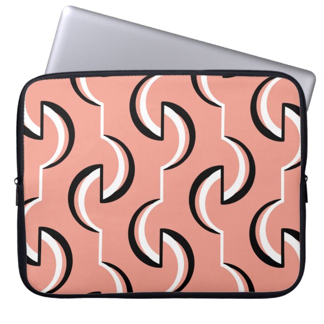 Capa Para Notebook Padrão geométrico sem costura com linhas onduladas (Frente)
