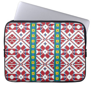 Capa Para Notebook Padrão geométrico tribal vermelho, azul e estrel