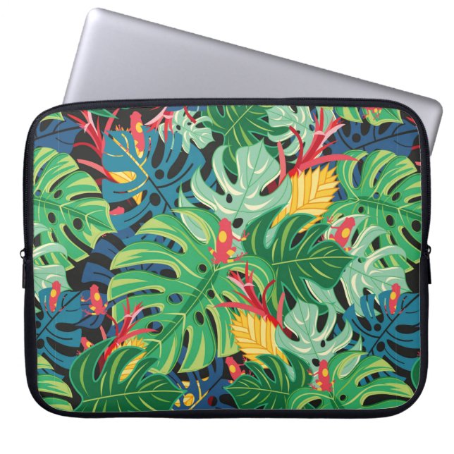 Capa Para Notebook Padrão gráfico sem costura com folhas monstera e  (Frente)