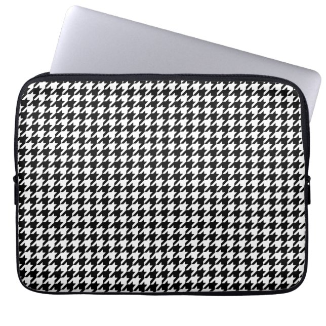 Capa Para Notebook padrão houndstooth preto e branco (Frente)