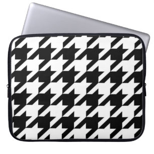 Capa Para Notebook padrão houndstoth geométrico preto e branco