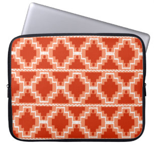 Capa Para Notebook Padrão Ikat Aztec - Rusta, Laranja e branco