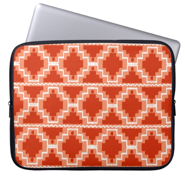Capa Para Notebook Padrão Ikat Aztec - Rusta, Laranja e branco (Frente)