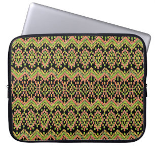 Capa Para Notebook Padrão Ikat étnico colorido em preto